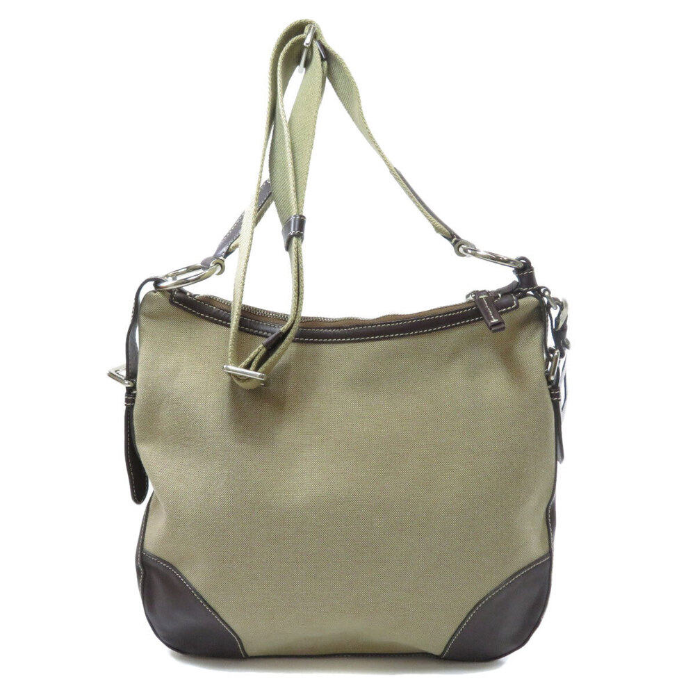 Prada motif leather bag shoulder logo canvas